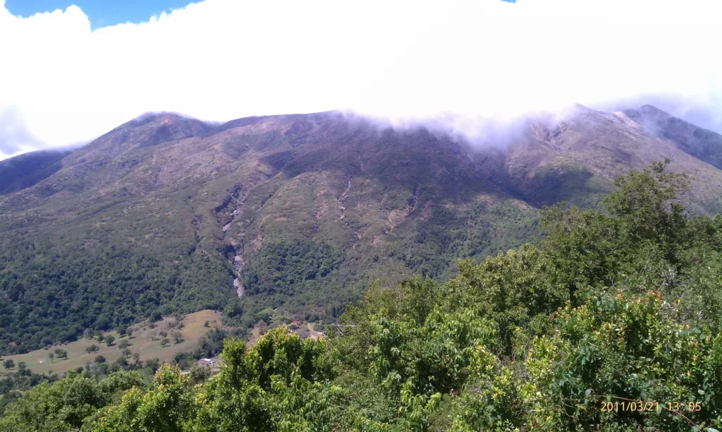 El volcán de Santa Ana (Ilamatepec) visto desde Cerro Verde, con las faldas cubiertas de vegetación